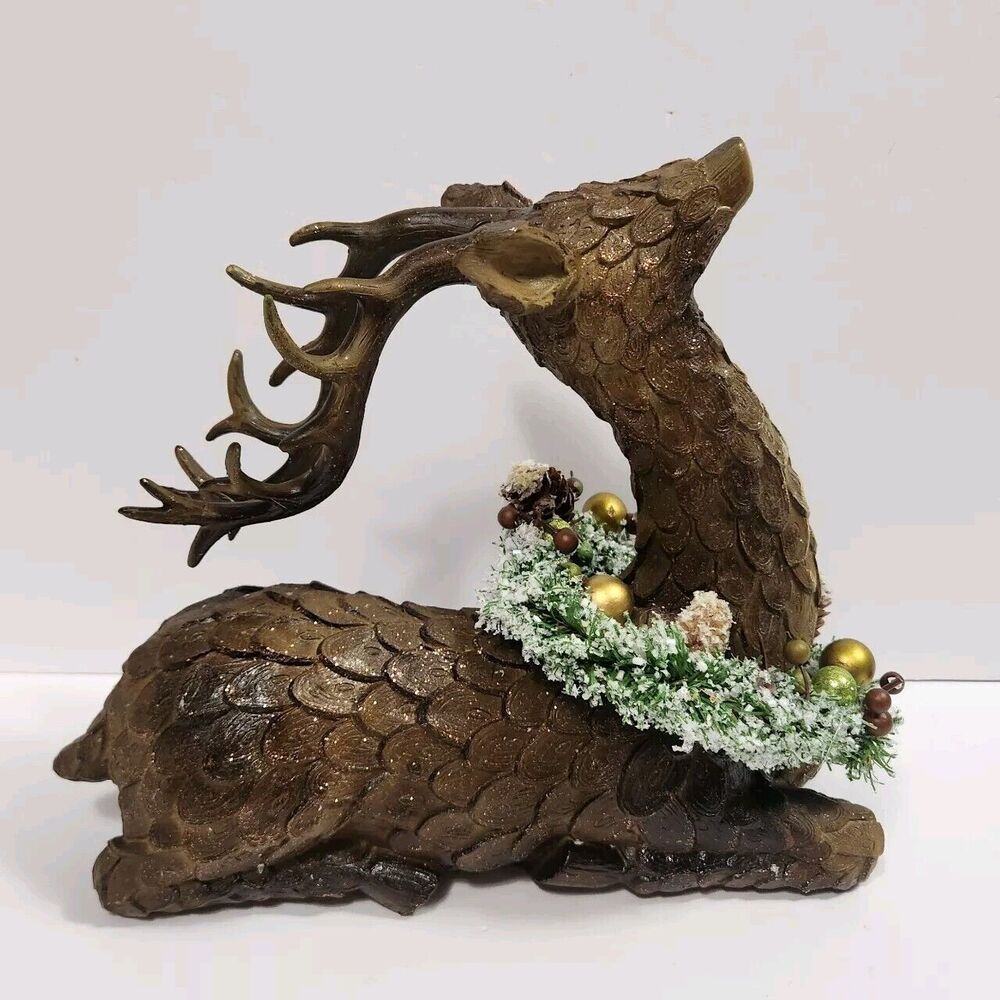 Cracker Barrel Christmas Sitting Reindeer Treetops Glisten Home Decor Holiday